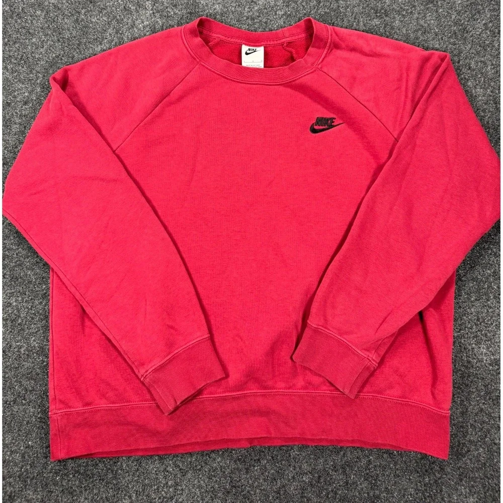 Nike Futura Logo Crewneck Sweatshirt Womens L Red Cropped Boxy Embroidered